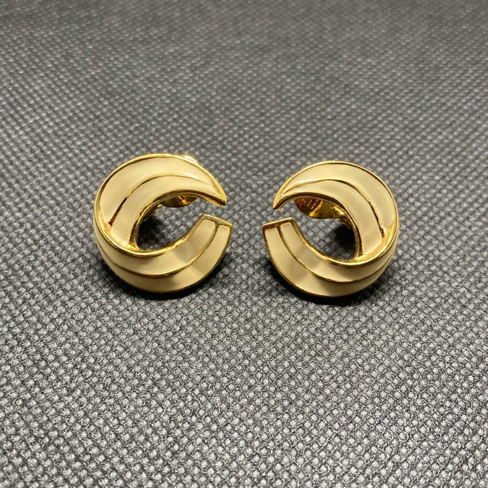 Chic Gold-Tone Crescent Monet Earrings